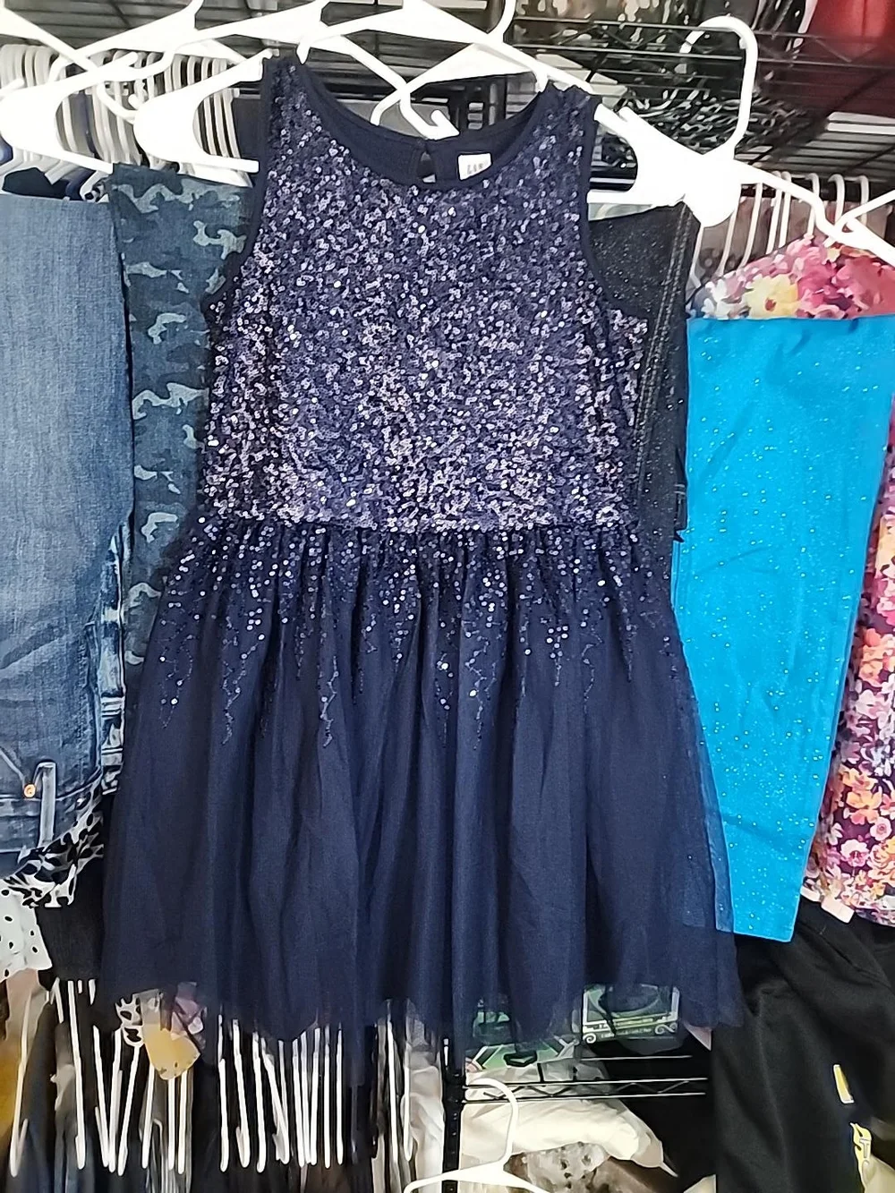 GAP Navy Blue Sequin Tulle Formal Dress